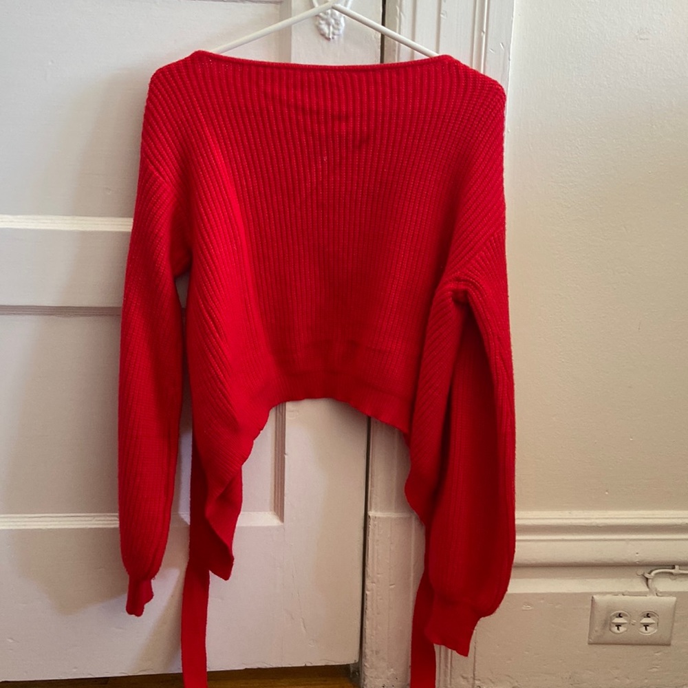 Wrap around red cardigan/sweater